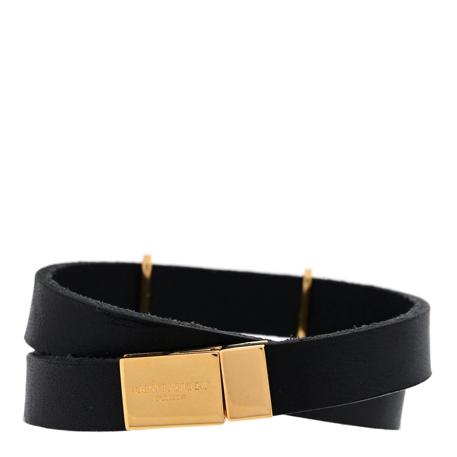 Saint Laurent Calfskin Opyum Double Wrap Bracelet Black 3 of 4