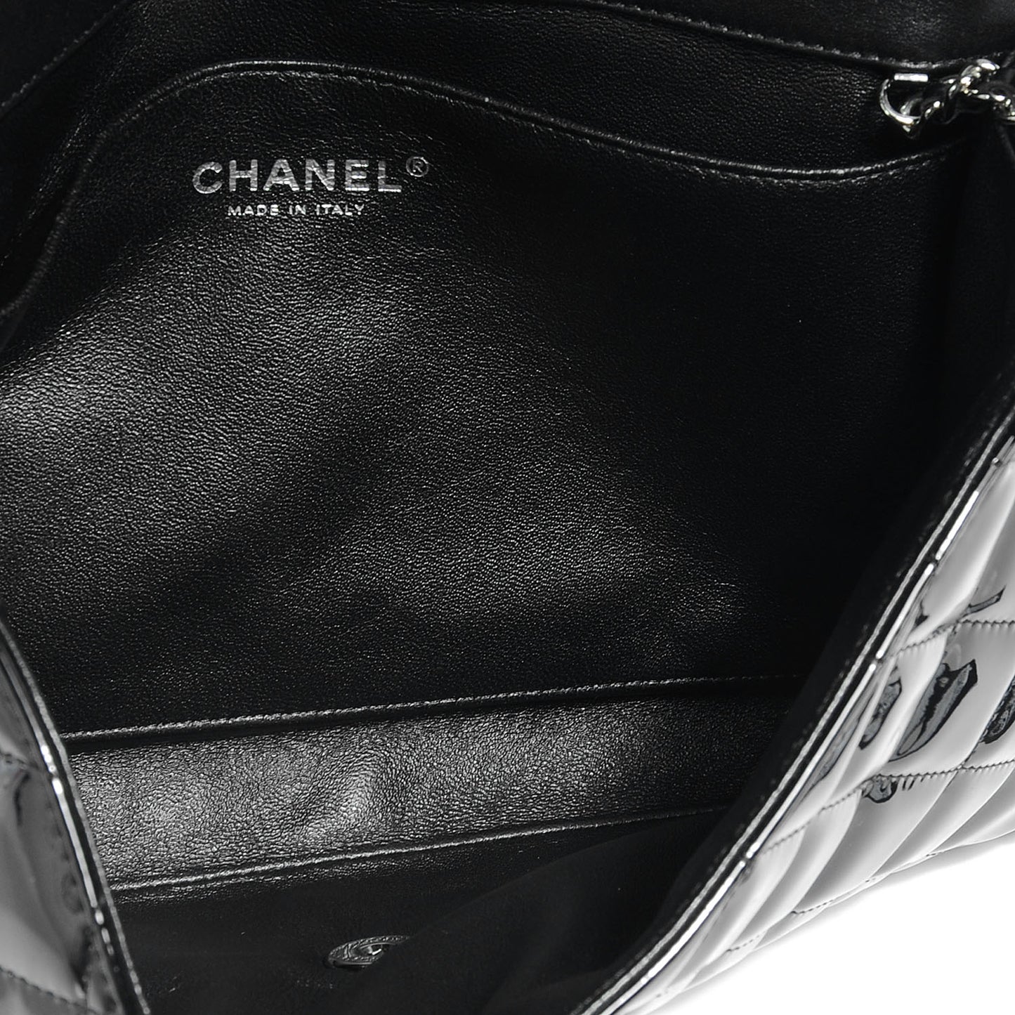 Patent Quilted Clutch Flap Black