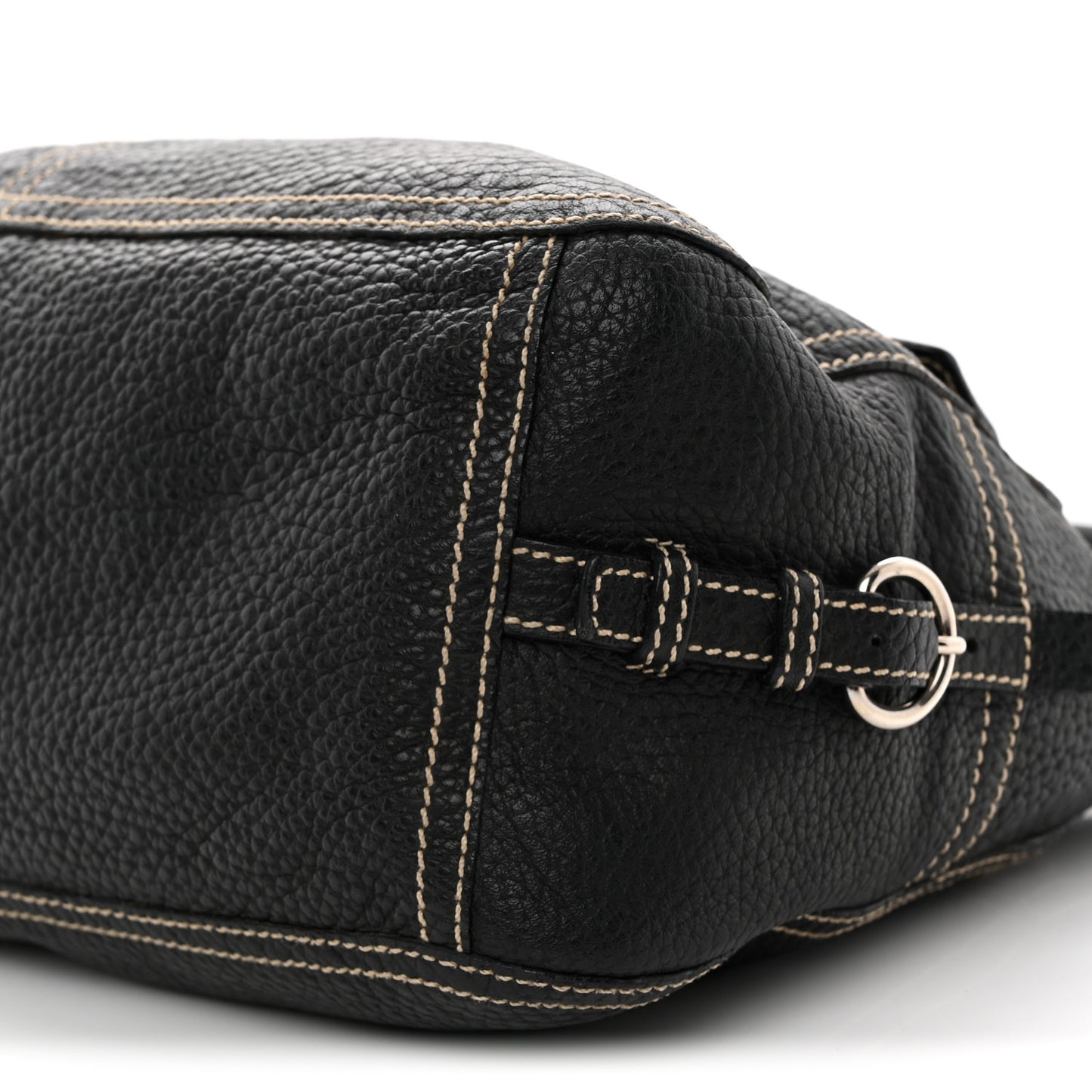 Vitello Front Pockets Shoulder Bag Black