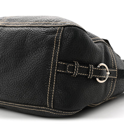 Prada Vitello Front Pockets Shoulder Bag Black 9 of 10