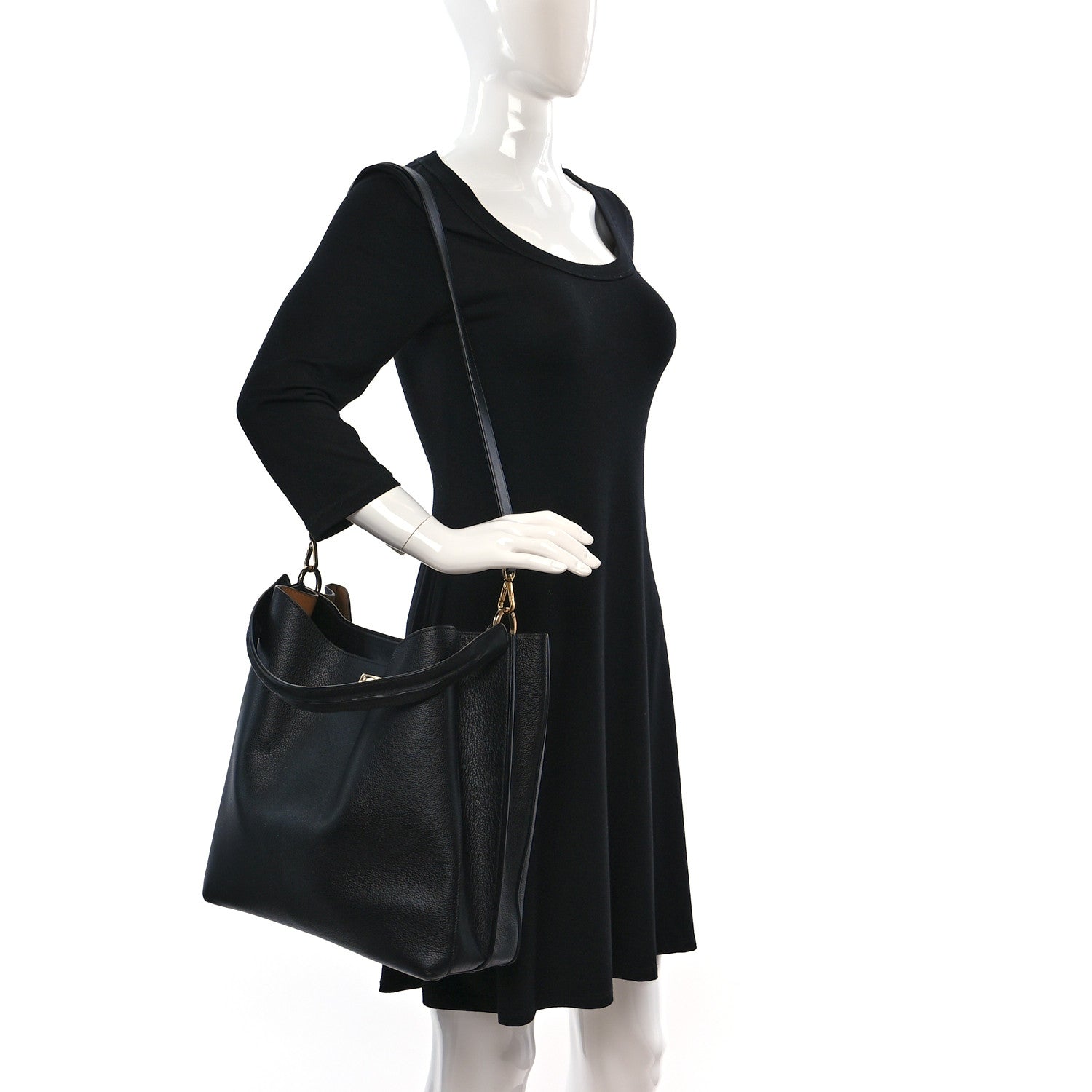 MCM Grained Calfskin Milla Drawstring Bucket Bag Black 2 of 8
