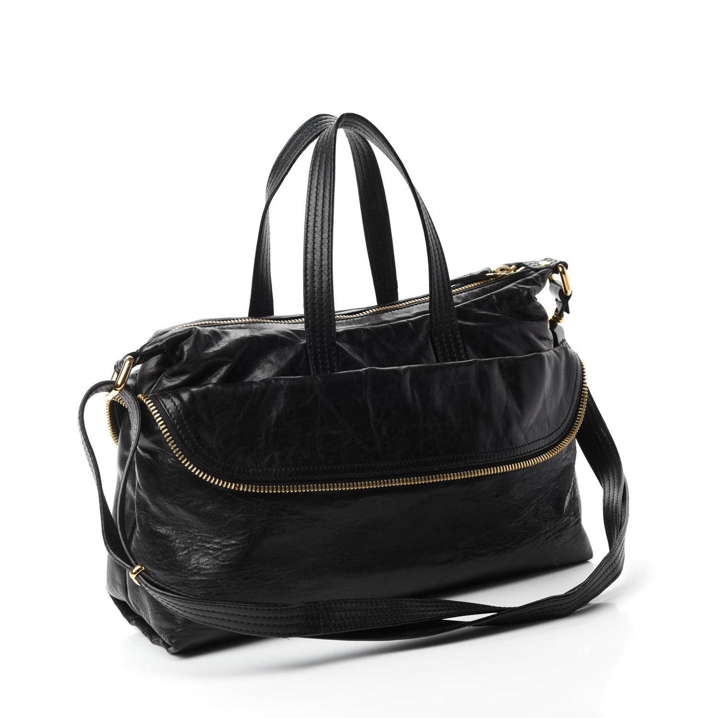 Goatskin Zip It Satchel Black