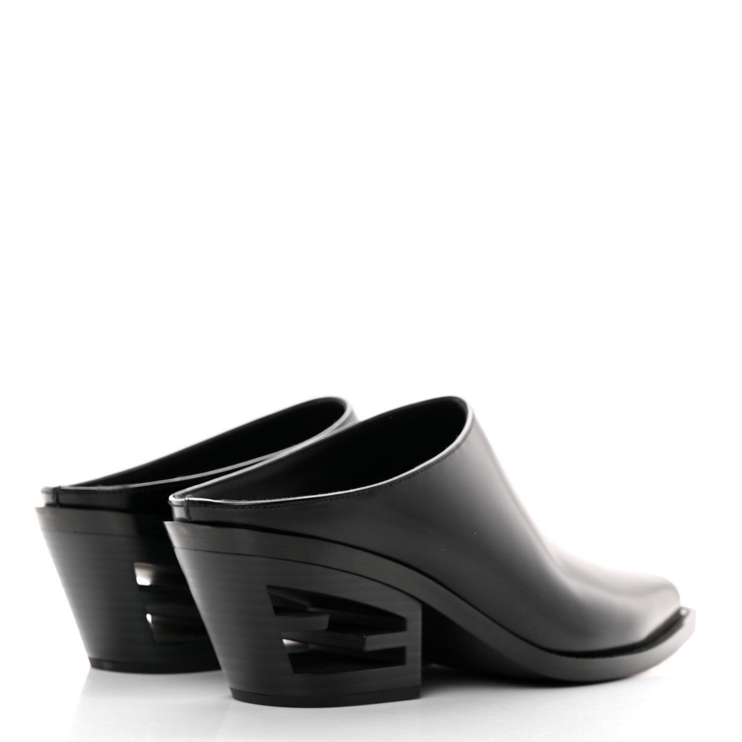 Fendi Vitello Abrasivato FF Cut Mules 39.5 Black 4 of 11