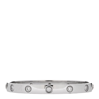 Cartier 18K White Gold 10 Diamond LOVE Bracelet 17 2 of 4
