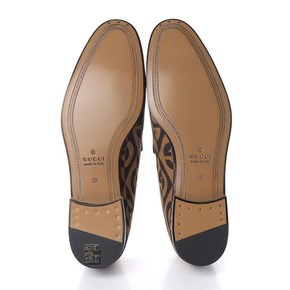Gucci Canvas Rhombus Horsebit Mens Jordaan Loafers 10 Camel Brown Black 5 of 10