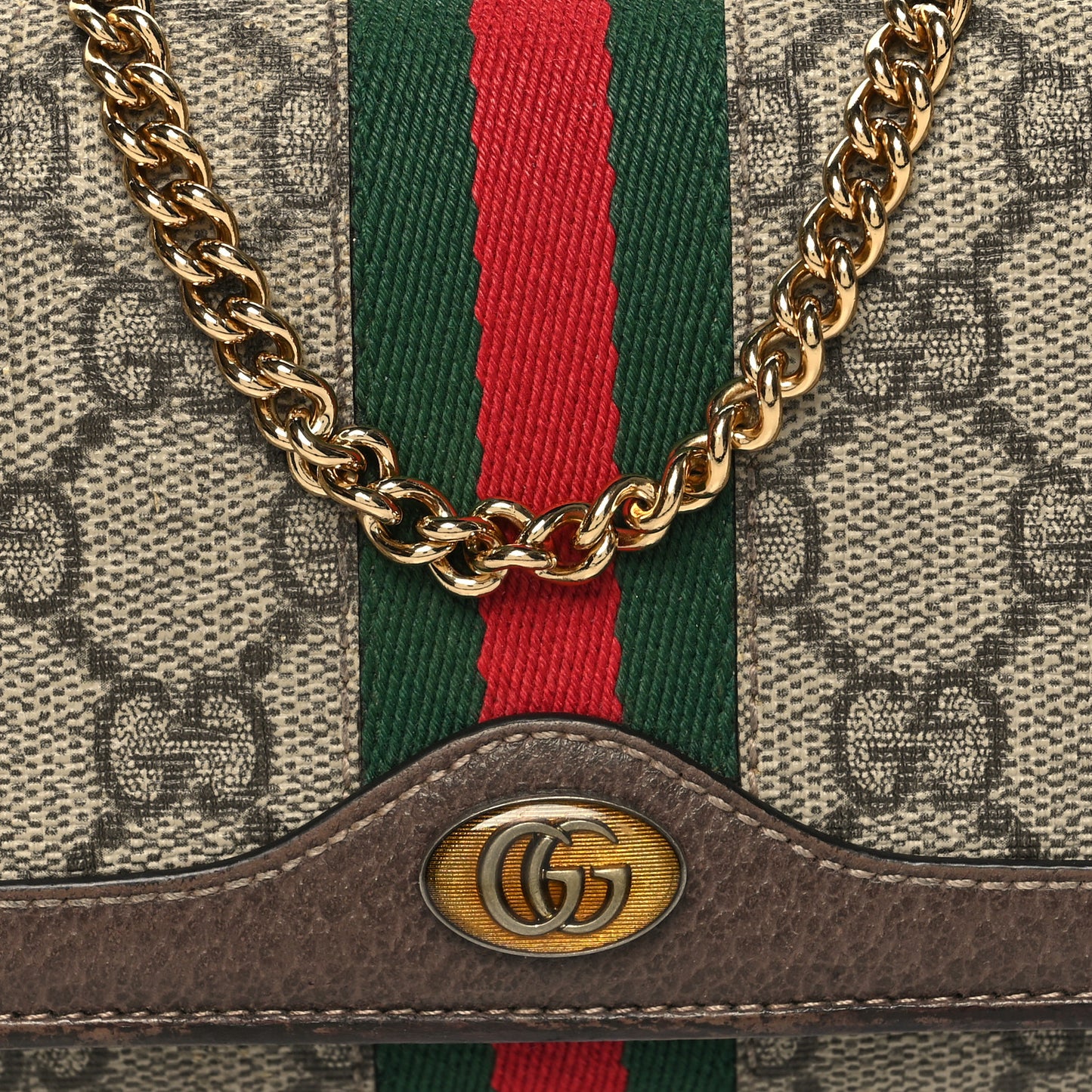 GG Supreme Monogram Web Ophidia Wallet On Chain Brown