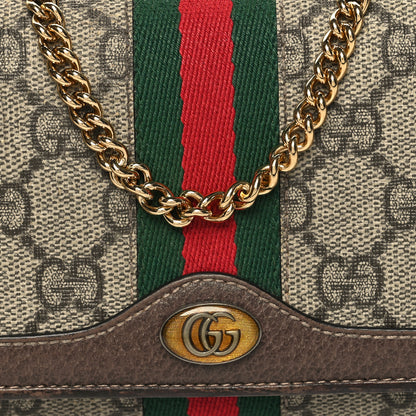 Gucci GG Supreme Monogram Web Ophidia Wallet On Chain Brown 8 of 11
