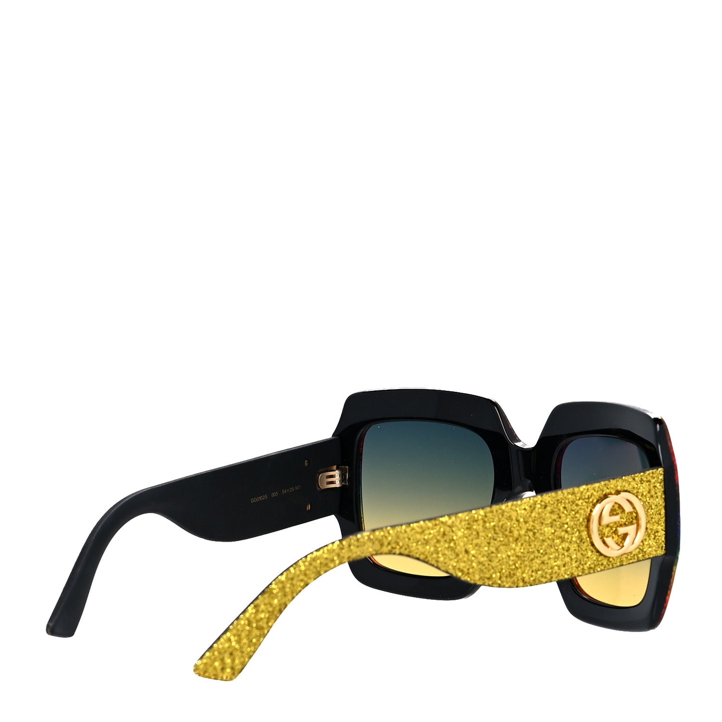 Square Frame GG0102S Sunglasses Glitter Gold Multi