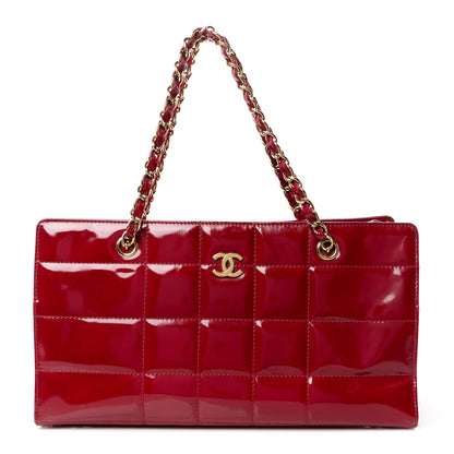 Chanel Patent Chocolate Bar East West Tote Red 1 of 11