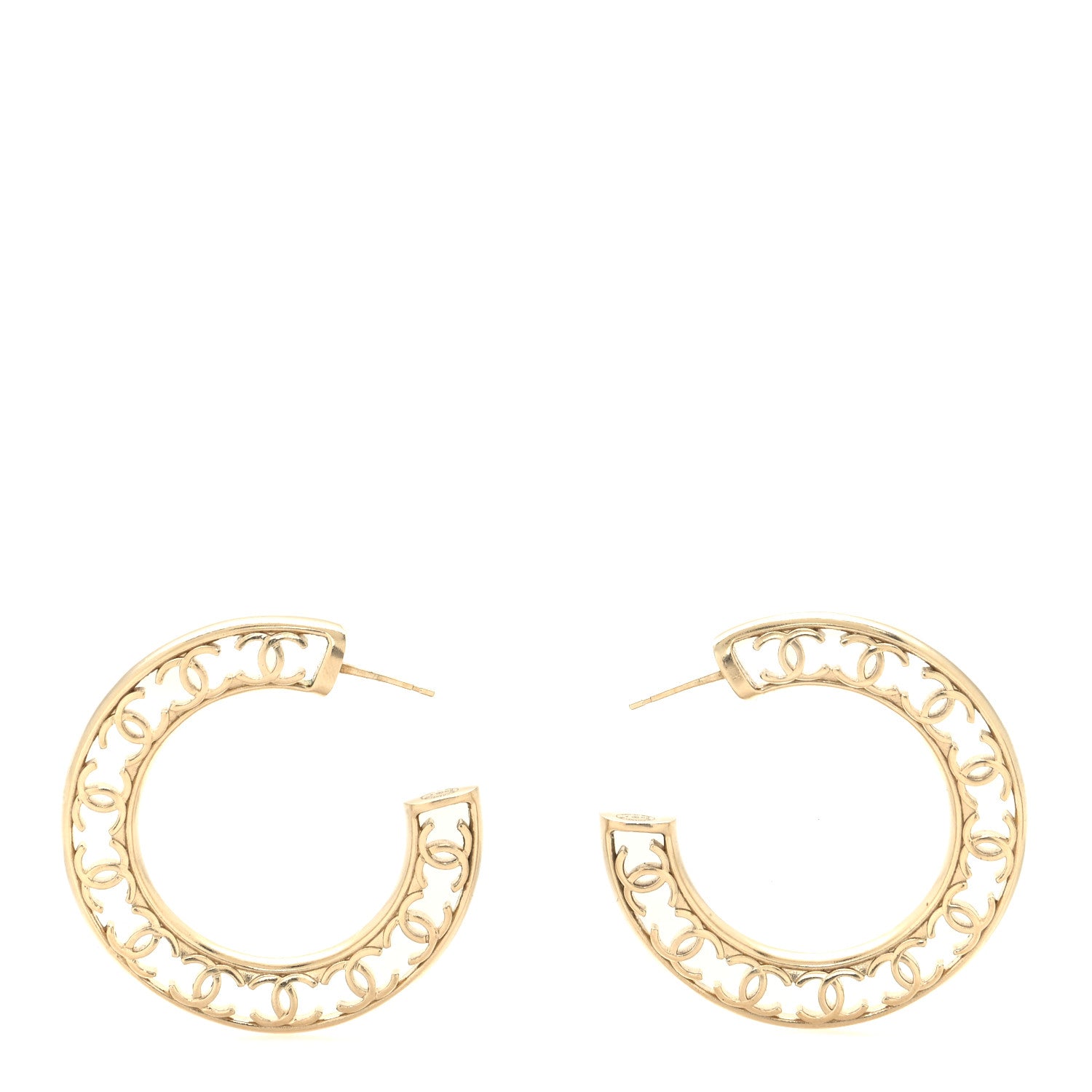 Chanel Metal CC Hoop Earrings Gold 1 of 4