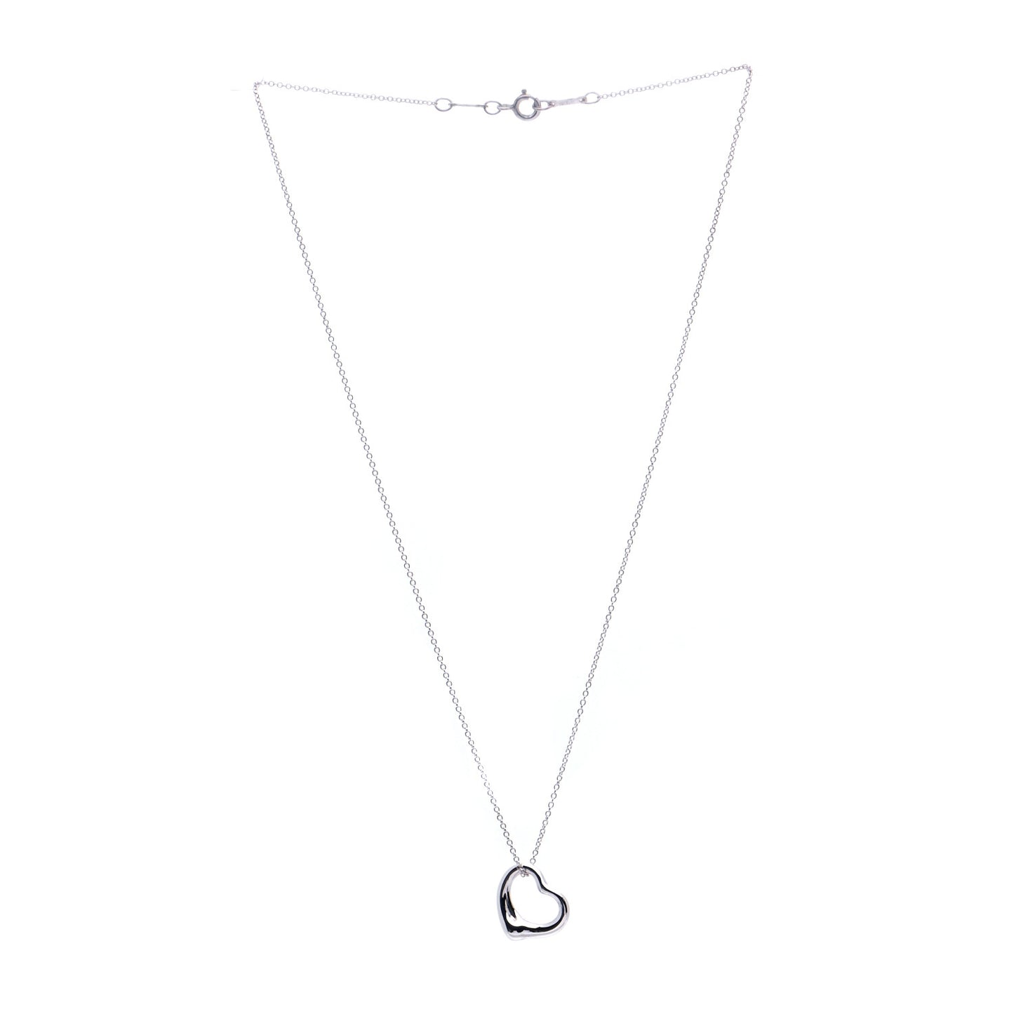 Sterling Silver 14mm Elsa Peretti Open Heart Pendant Necklace