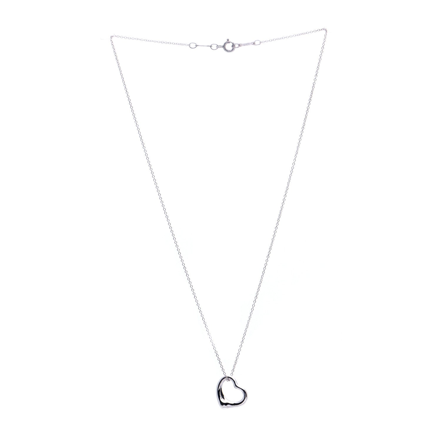 Tiffany Sterling Silver 14mm Elsa Peretti Open Heart Pendant Necklace 3 of 7