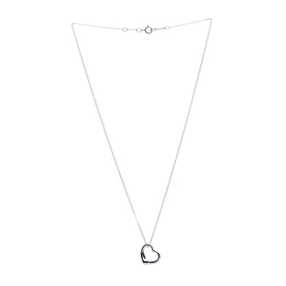 Tiffany Sterling Silver 14mm Elsa Peretti Open Heart Pendant Necklace 3 of 7