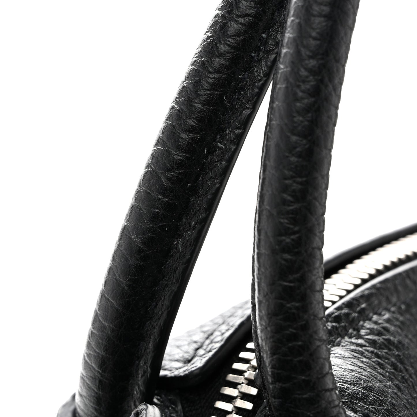 Vitello Daino Soft Mini Zippered Top Handle Bag Black