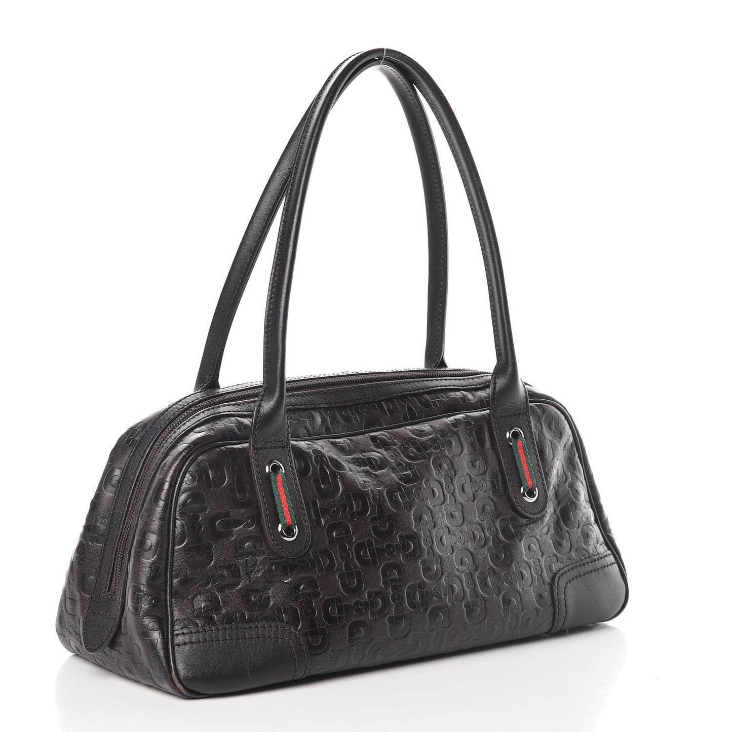 Calfskin Horsebit Embossed Princy Boston Black