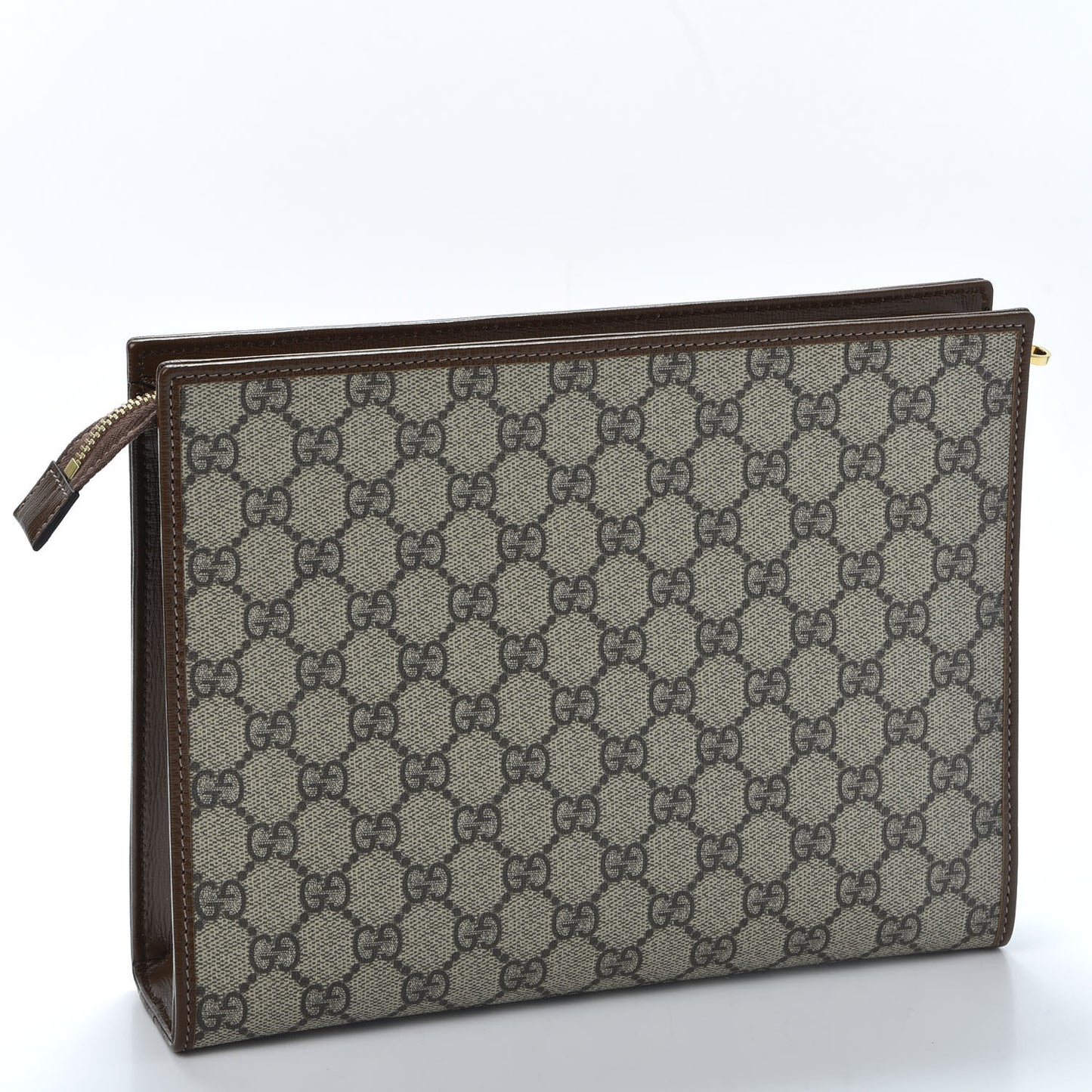 GG Supreme Monogram Horsebit 1955 Zip Pouch Beige Brown Sugar