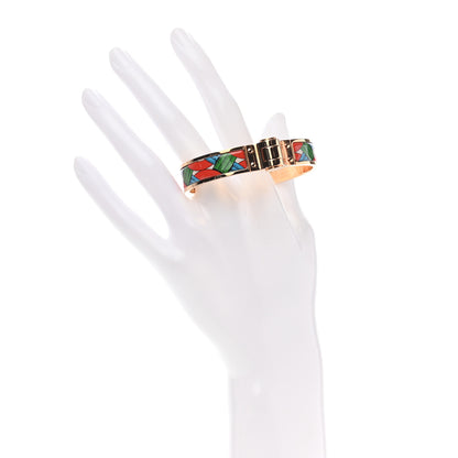 Hermes Enamel Printed Narrow Balades Equestres Folk Hinged Bracelet S 2 of 5