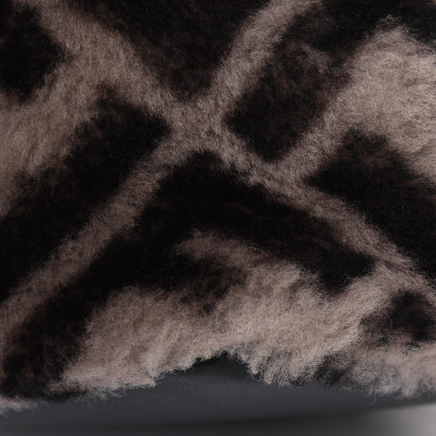 Shearling F is Fendi Macro FF 1974 Diagonal Mini Mon Tresor Bucket Bag Dove Black