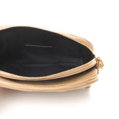 Saint Laurent Grained Lambskin Quilted Mini Becky Double Zip Bag Natural Tan 5 of 12