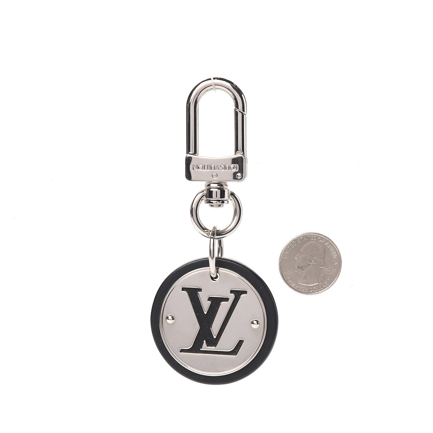 LV Cut Circle Key Holder Silver