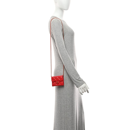 Chanel Caviar Quilted Flap Card Holder On Chain Red 2 of 12