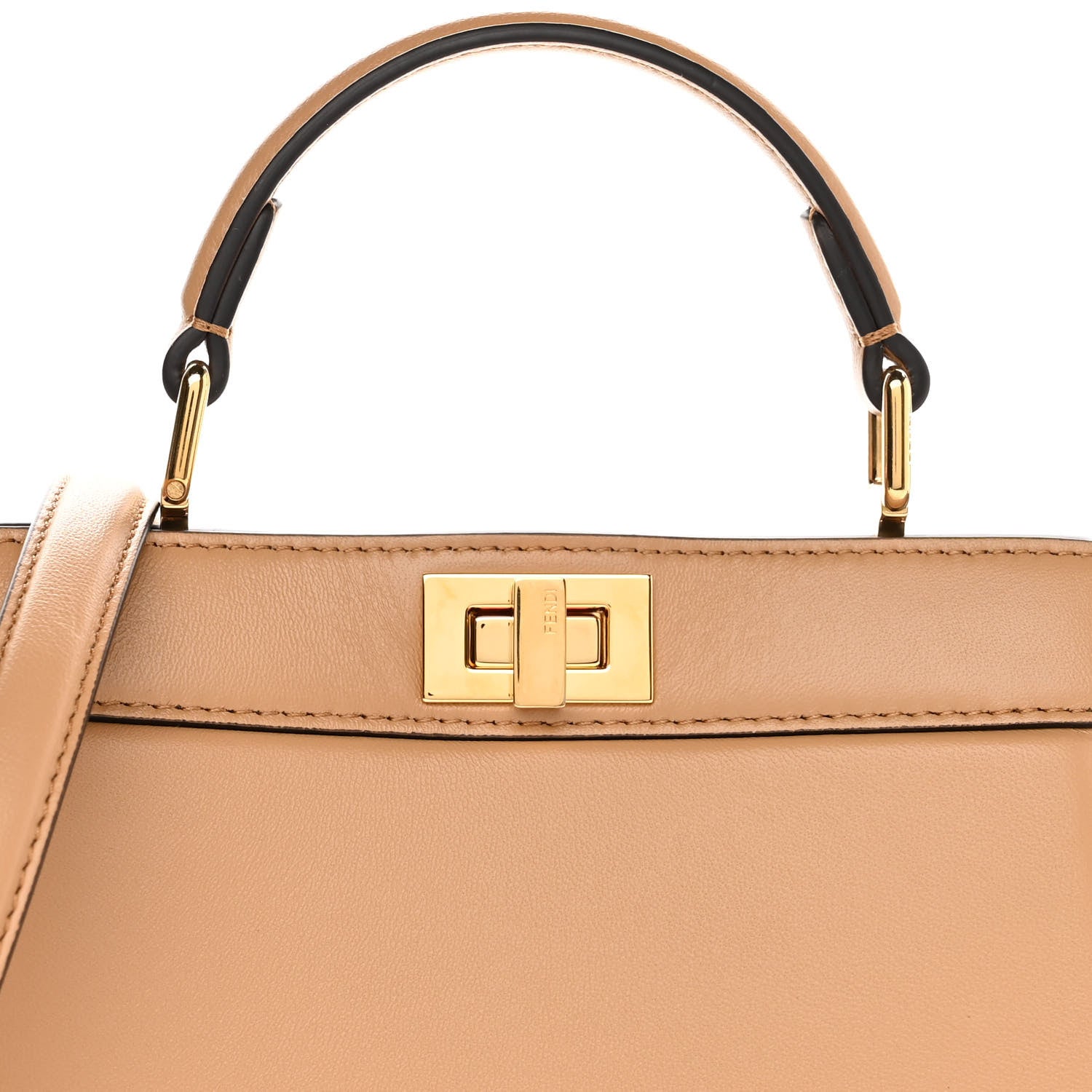 Fendi Shiny Nappa Petite Peekaboo I SEE U Satchel Miele Scuro 8 of 9