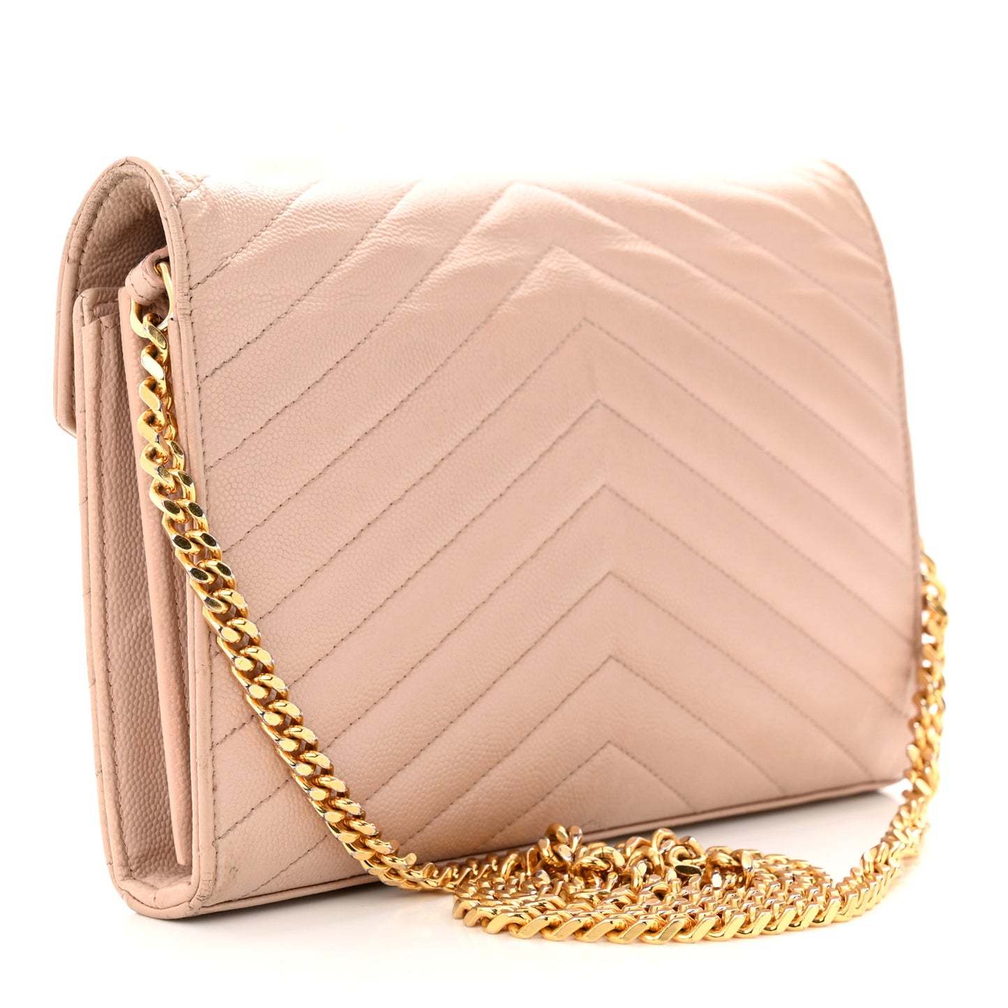 Grain De Poudre Matelasse Chevron Monogram Chain Wallet