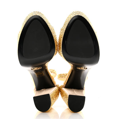 Prada Satin Crystal Triangle Logo 40/135mm Platform Sandals 40 Platino 5 of 10