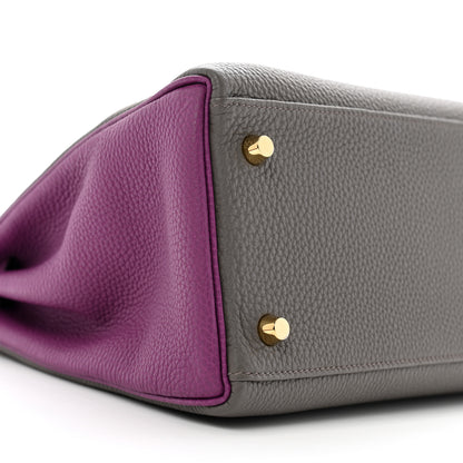 Hermes Togo Horseshoe Kelly Retourne 28 Etain Anemone 9 of 13