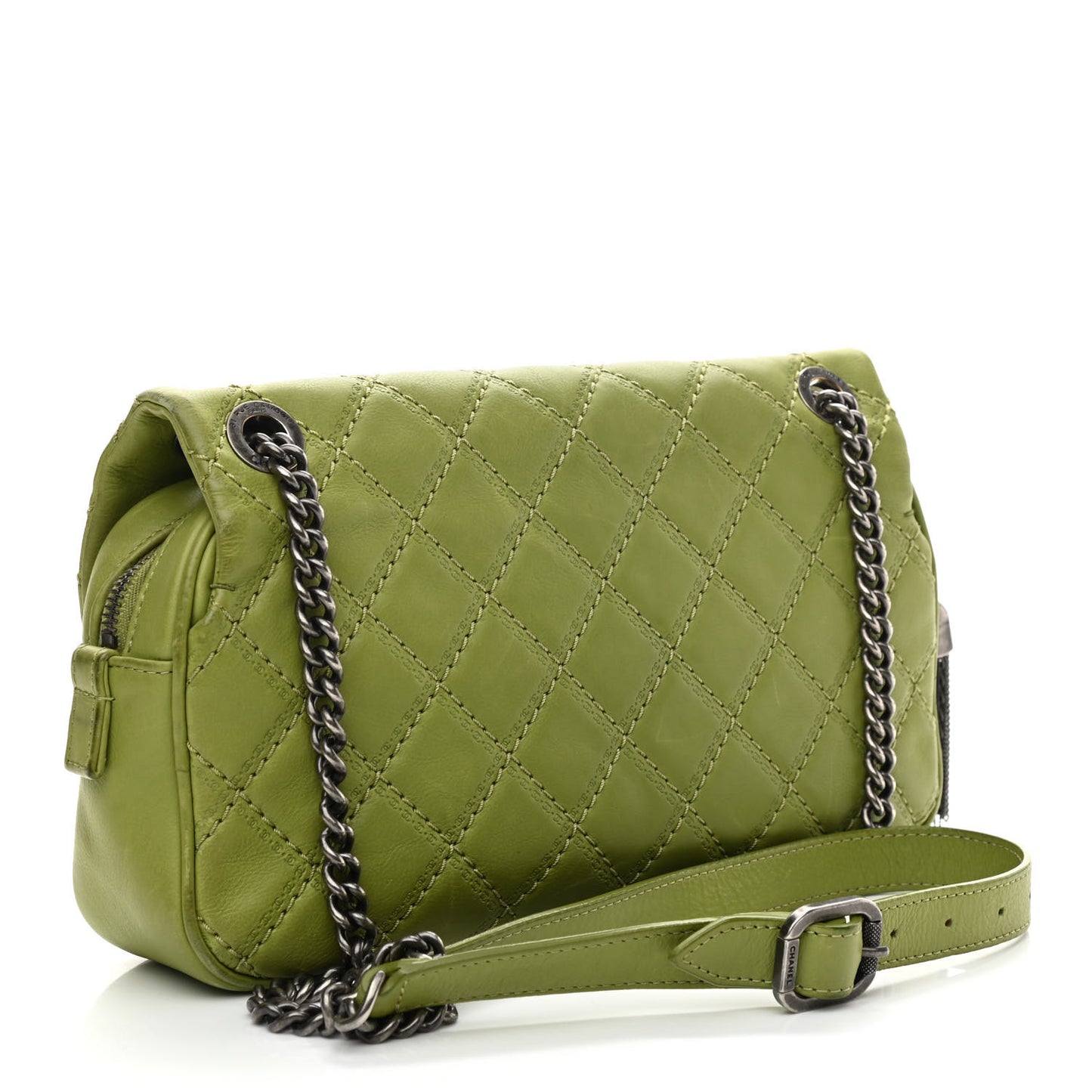Calfskin Quilted Medium Coco Sporran Flap Green