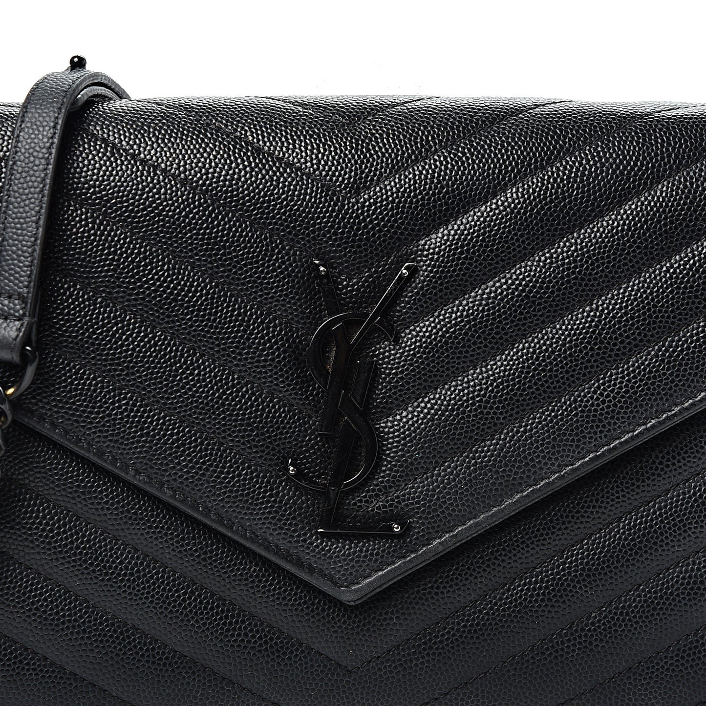 Grain De Poudre Matelasse Chevron Monogram Chain Wallet Black