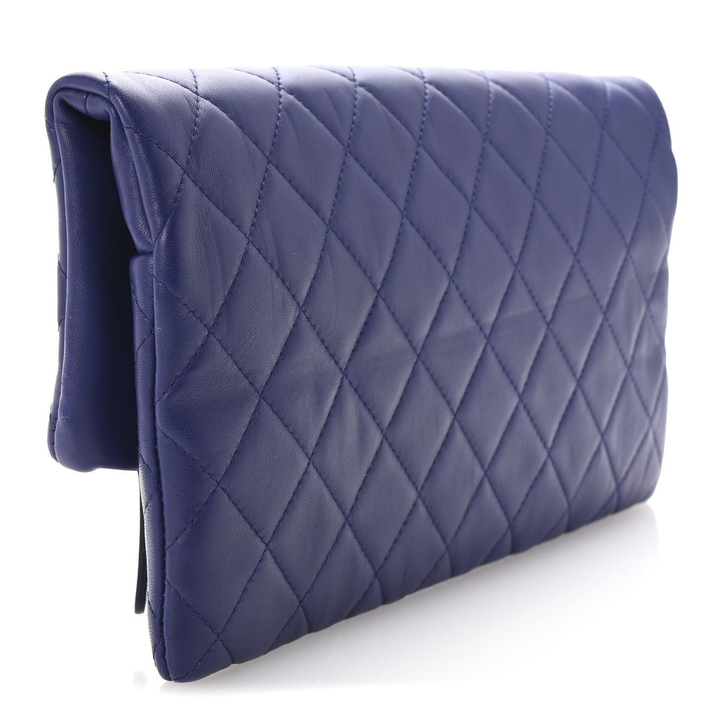 Lambskin Quilted CC Beauty Clutch Blue