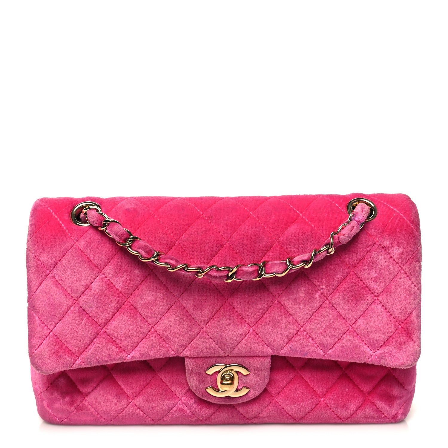 Chanel Velvet Quilted Medium Double Flap Pink 1 of 16