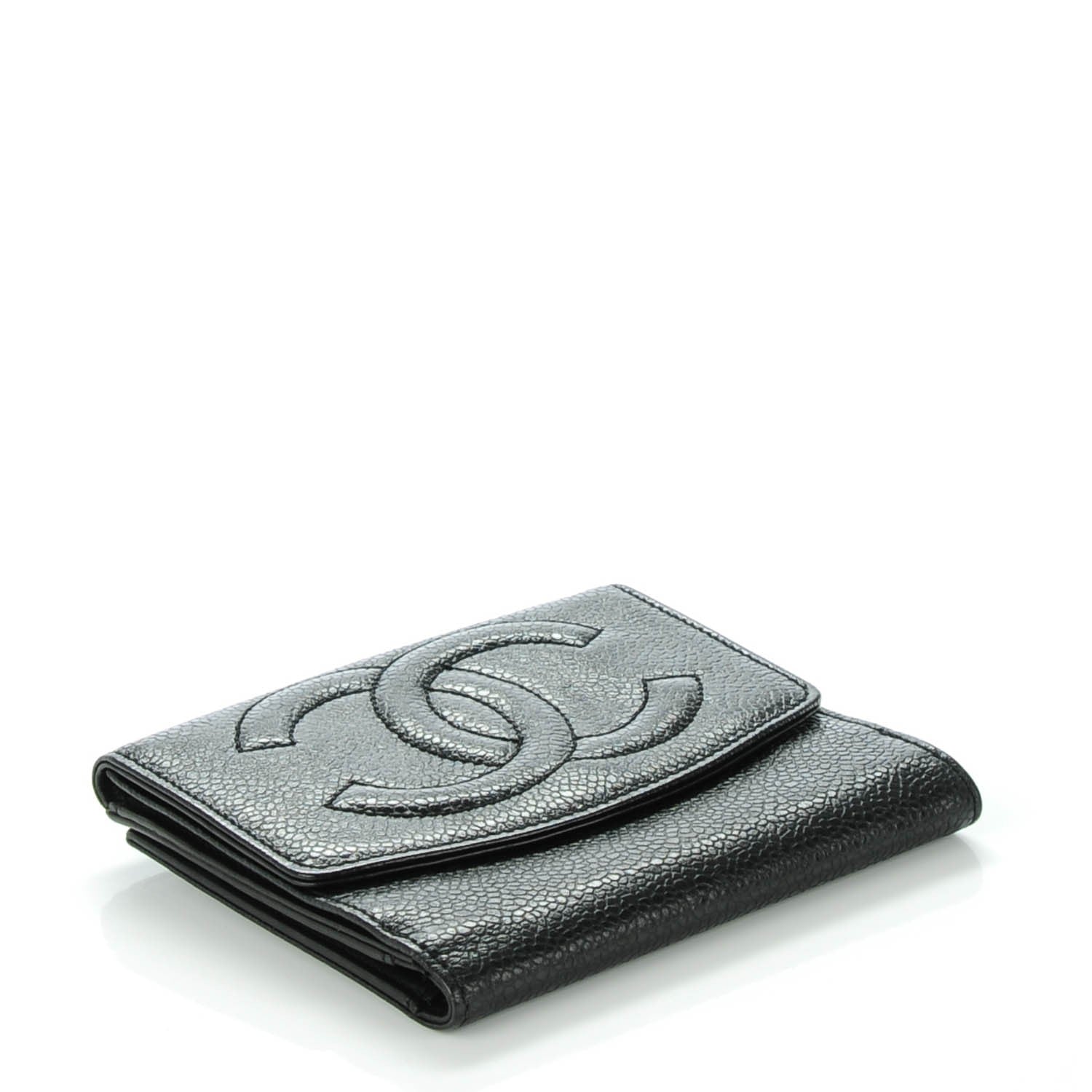 Chanel Caviar Timeless CC Compact French Wallet Black 4 of 8