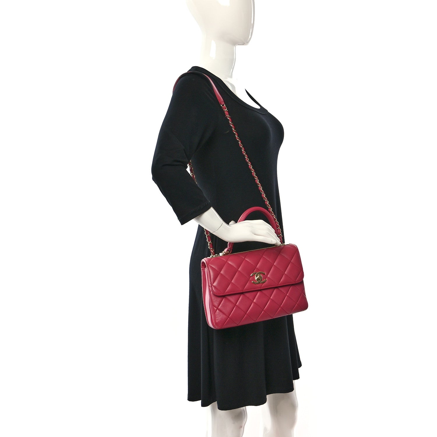Chanel Lambskin Quilted Small Trendy CC Flap Dual Handle Bag Dark Pink 2 of 9