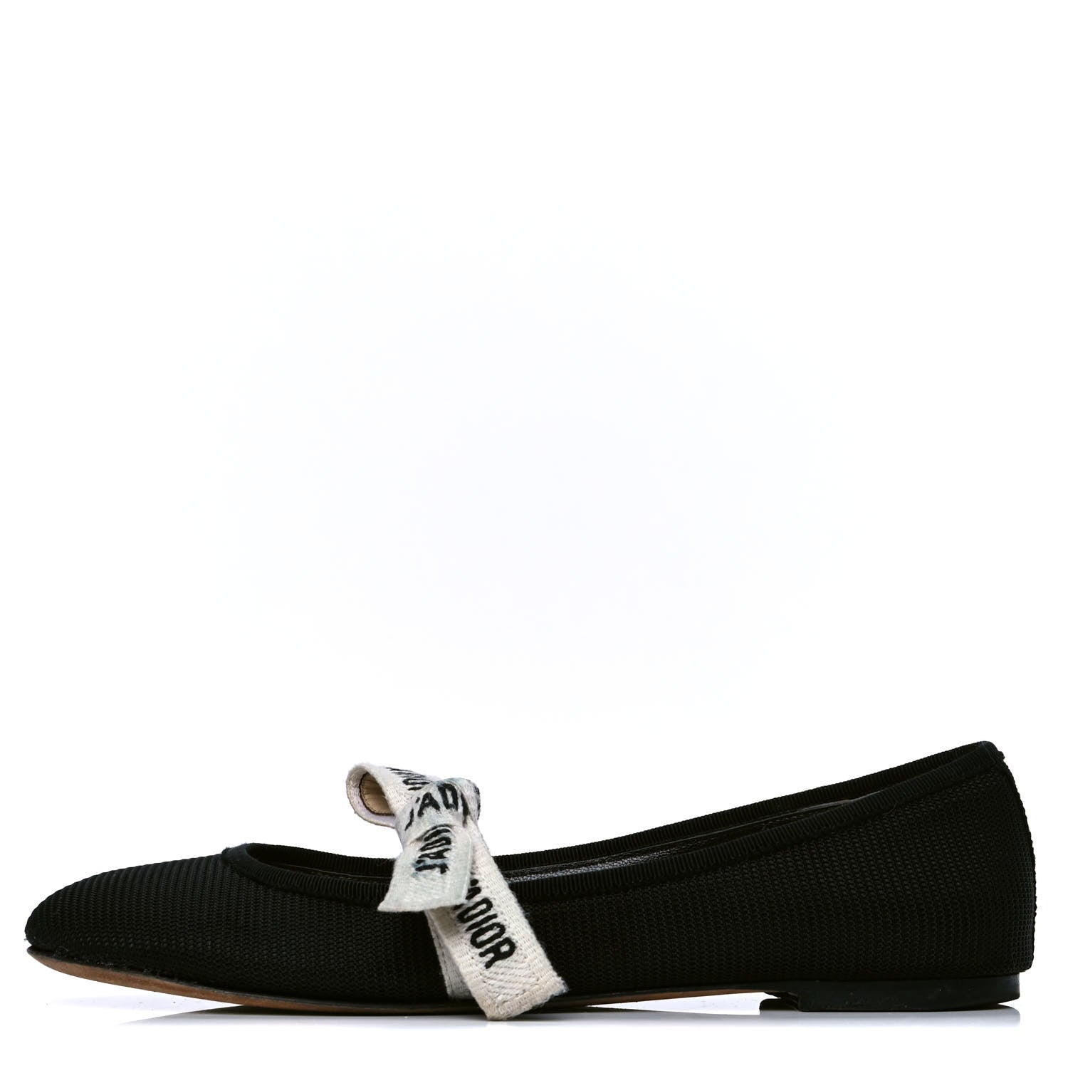 Christian Dior Fabric Ribbon Embroidered J'Adior Ballet Flats 37 Black 1 of 6