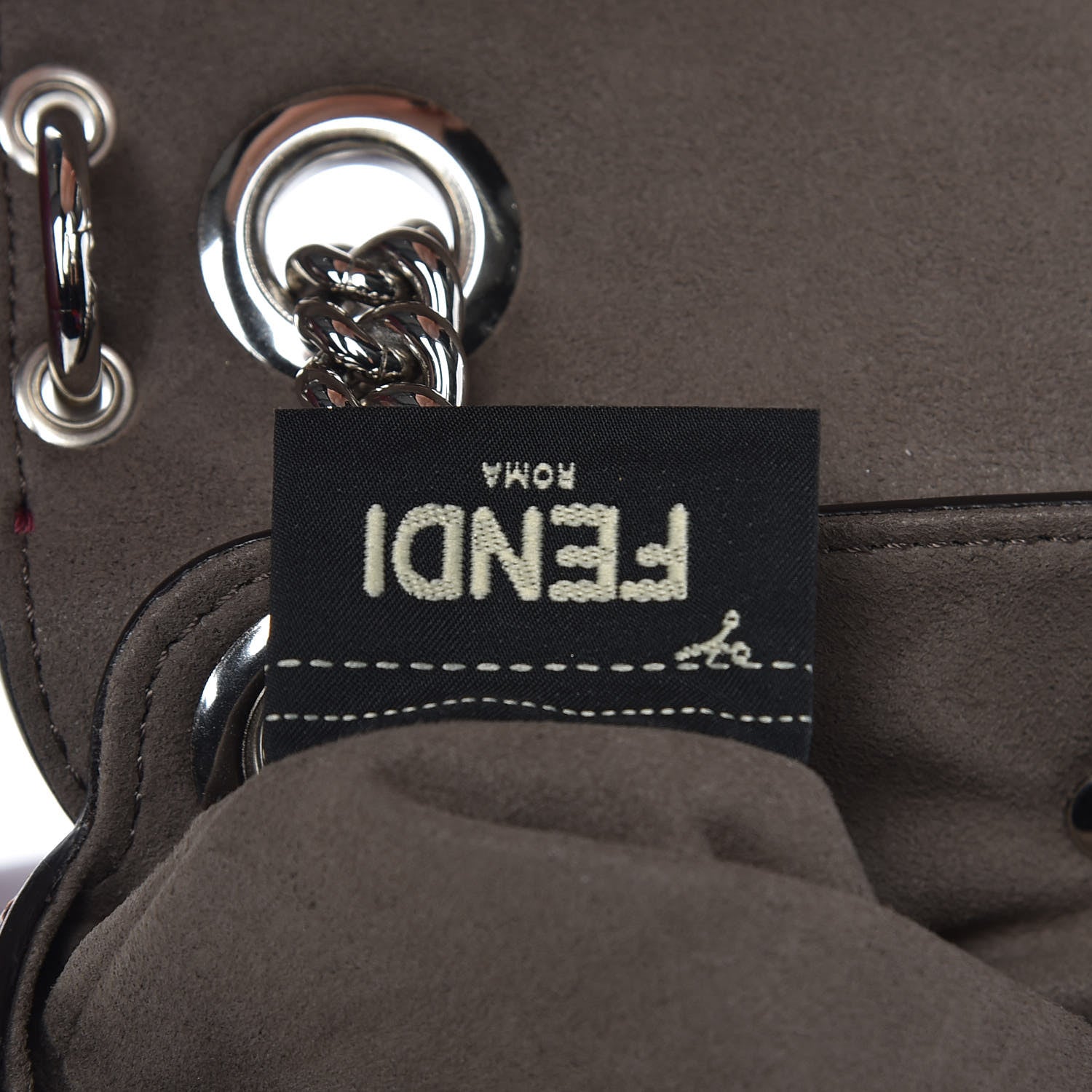 Fendi Vitello Century Pearl Bi-Color Scalloped Mini Back to School Backpack Amarone Black Cherry 9 of 12