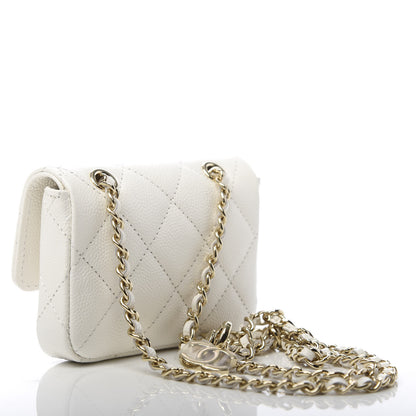 Chanel Caviar Quilted Flap Chain Waist Bag White 3 of 12