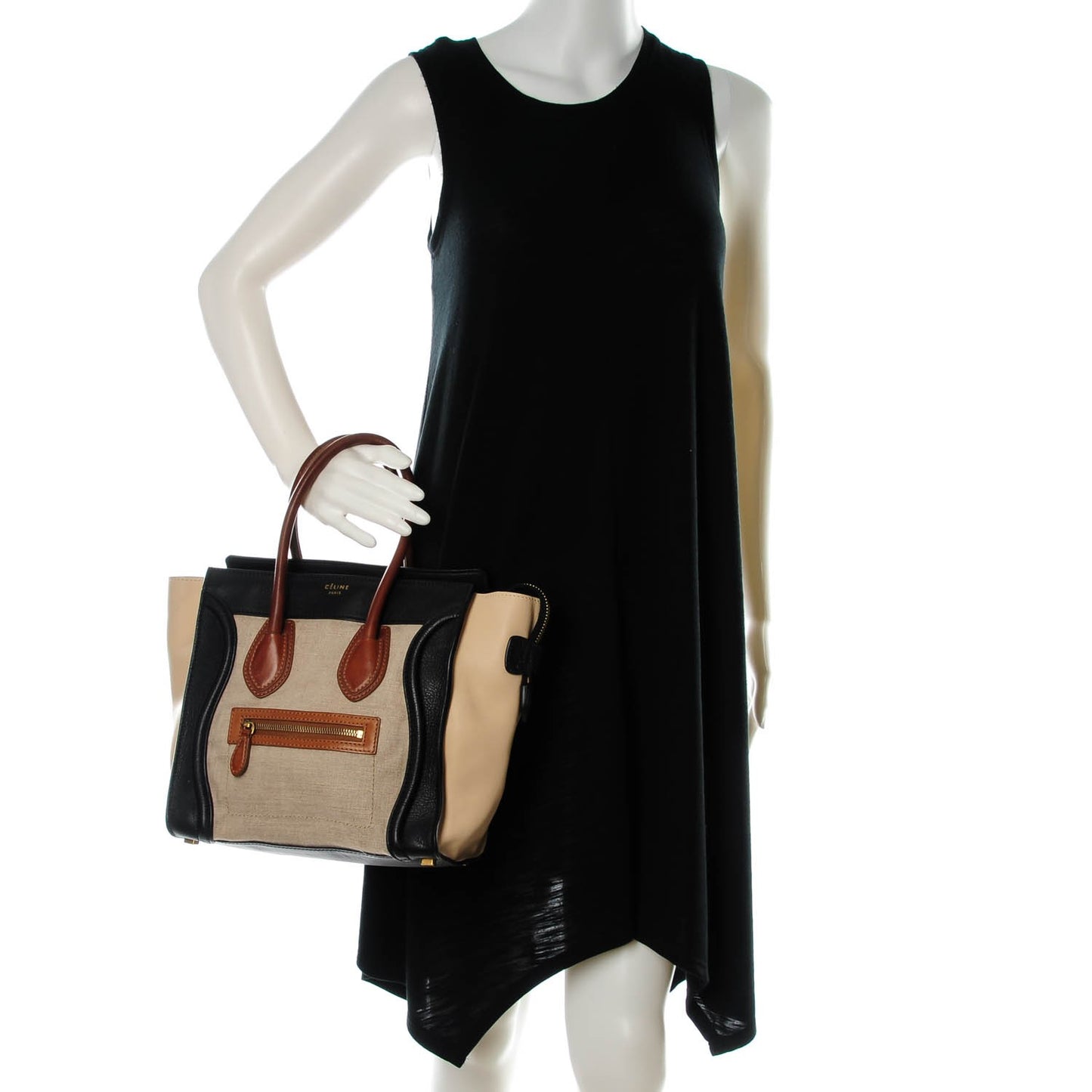 Calfskin Linen Micro Tri-Color Luggage Natural