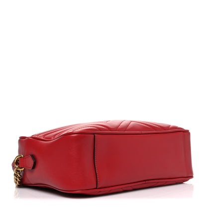 Gucci Calfskin Matelasse Medium GG Marmont Chain Shoulder Bag Hibiscus Red 4 of 10