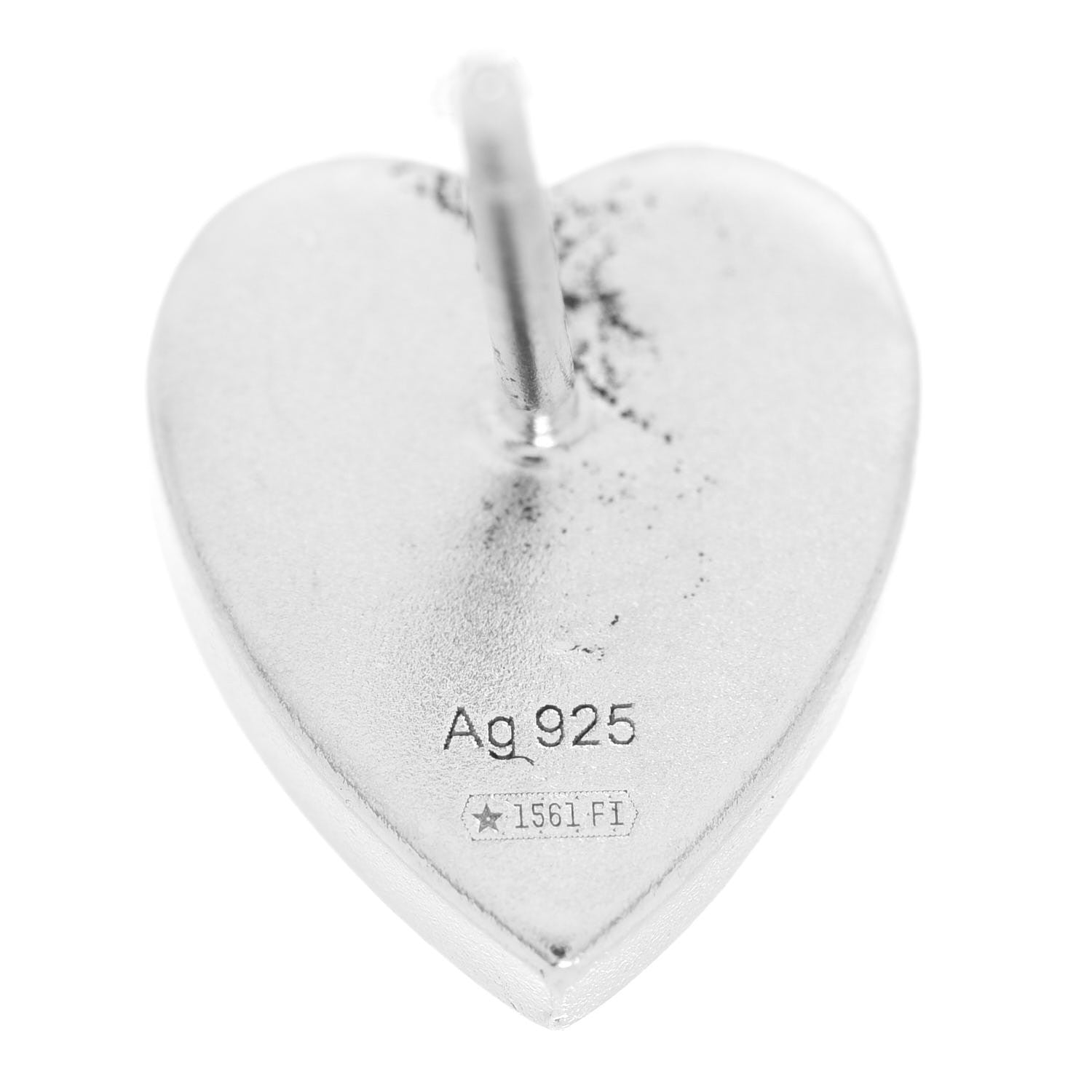 Gucci Sterling Silver Trademark Heart Stud Earrings 4 of 5
