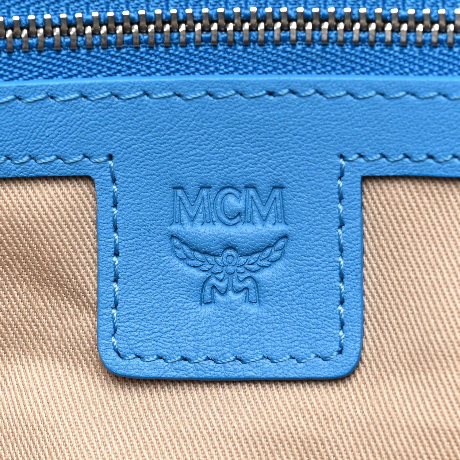 MCM Canvas Stripe Ilse Large Shopper Tote Blue Cobalt 5 of 8