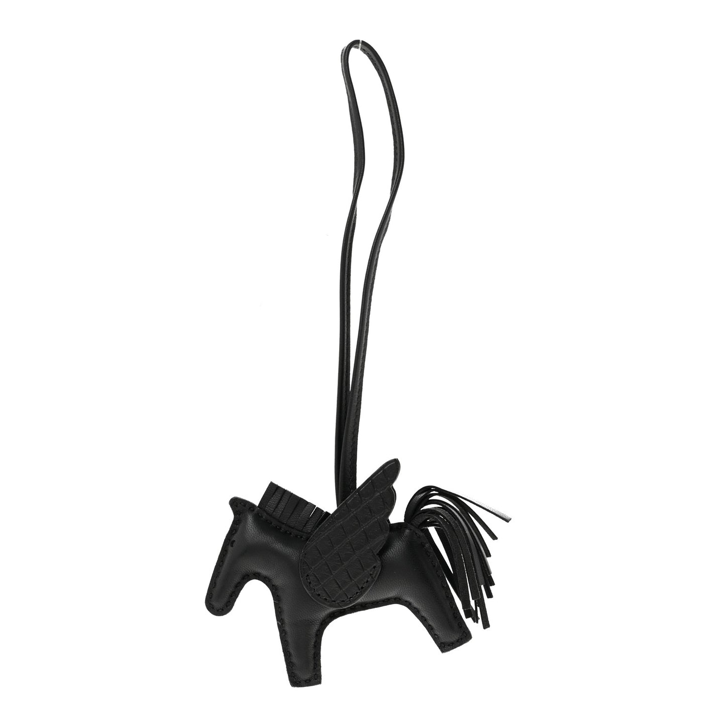 Milo Lambskin Matte Alligator Touch Grigri Rodeo Pegase Horse Bag Charm PM So Black