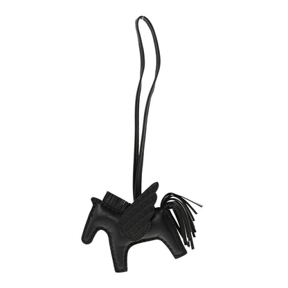 Hermes Milo Lambskin Matte Alligator Touch Grigri Rodeo Pegase Horse Bag Charm PM So Black 1 of 5