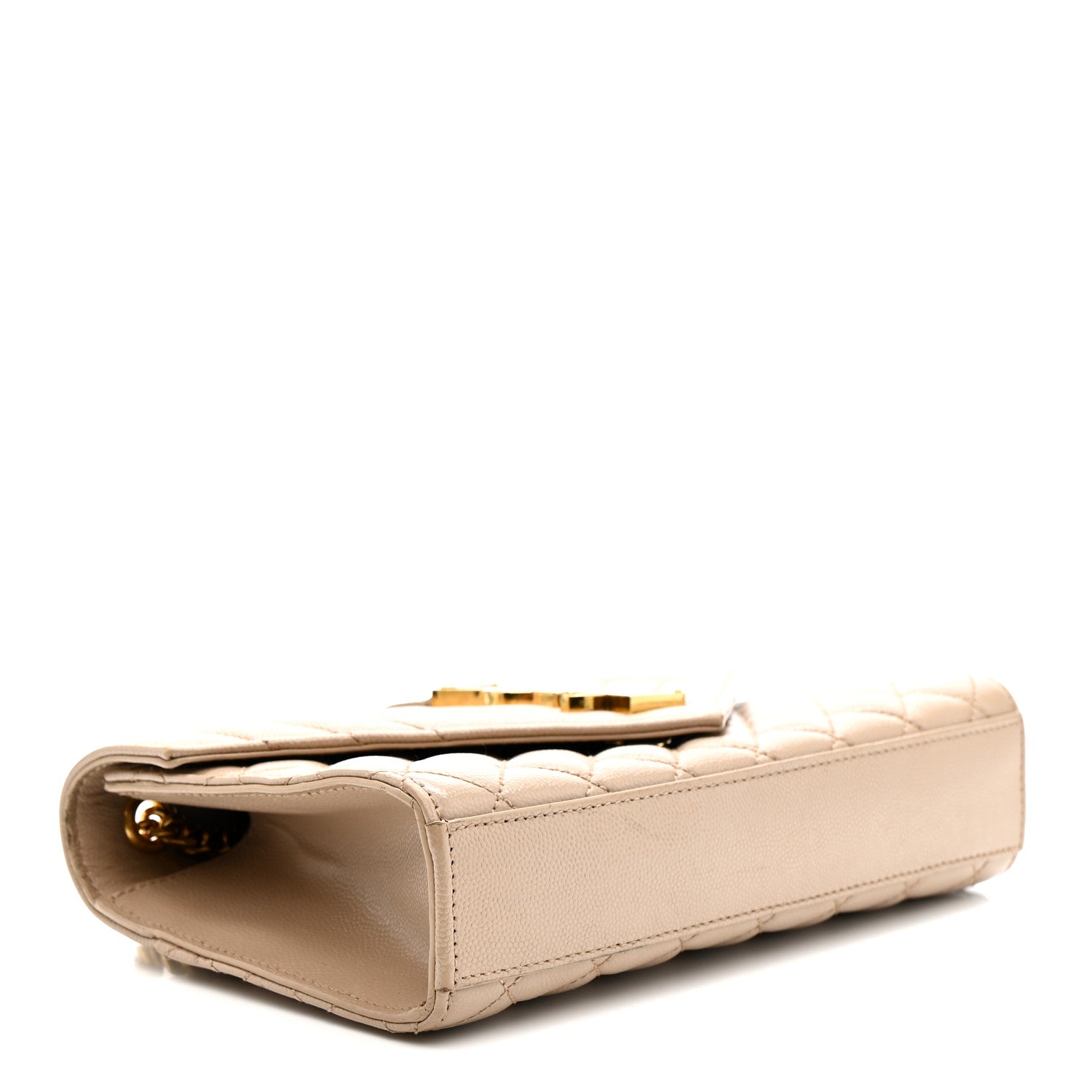 Saint Laurent Grain De Poudre Textured Mixed Matelasse Triquilt Small Monogram Satchel Dark Beige 4 of 13