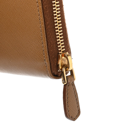Prada Saffiano Metal Zip Around Wallet Caramel 10 of 11