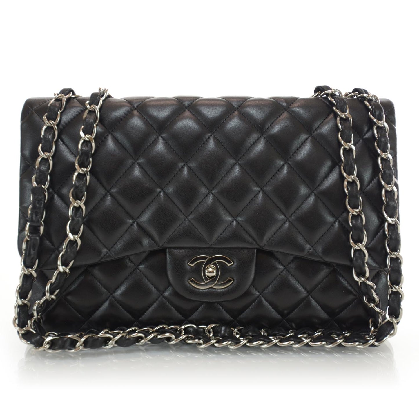 Lambskin Jumbo Single Flap Black