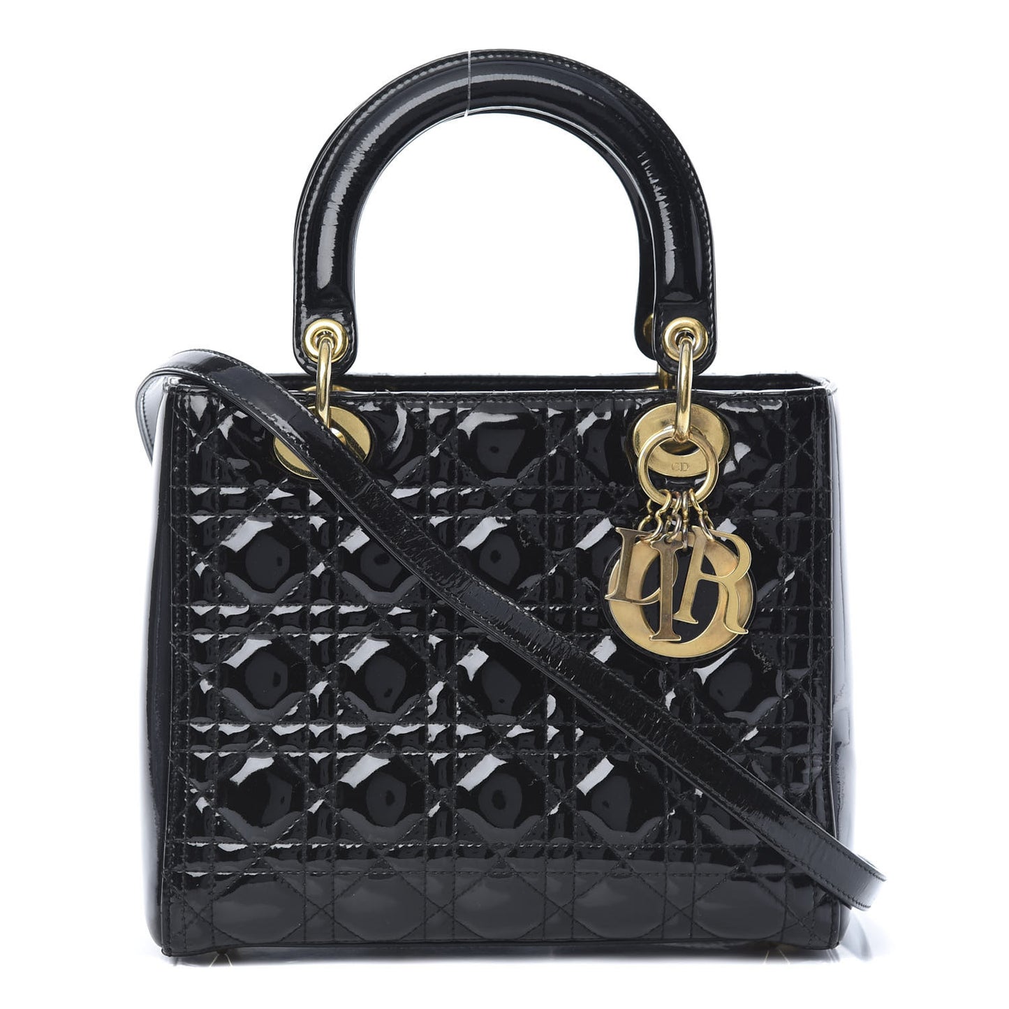 Patent Cannage Medium Lady Dior Black