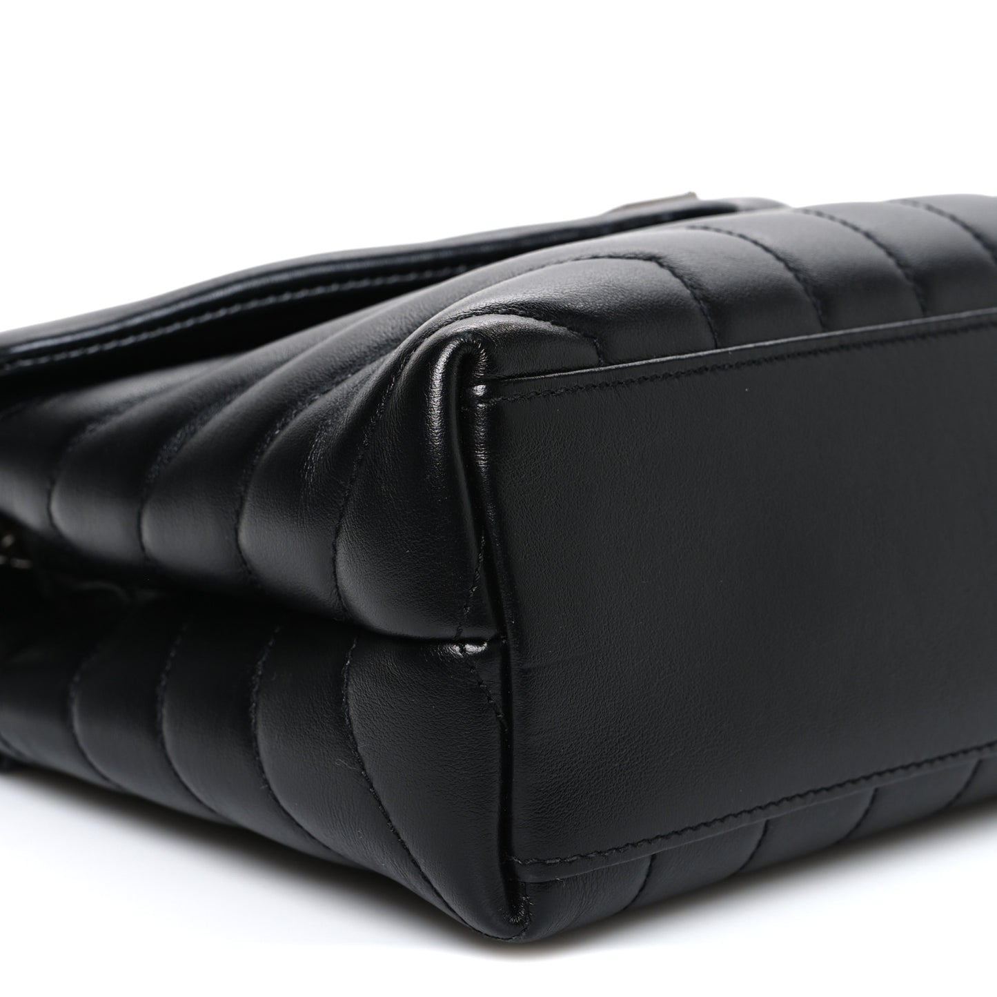 Calfskin Y Quilted Monogram Small Loulou Chain Satchel Black Black