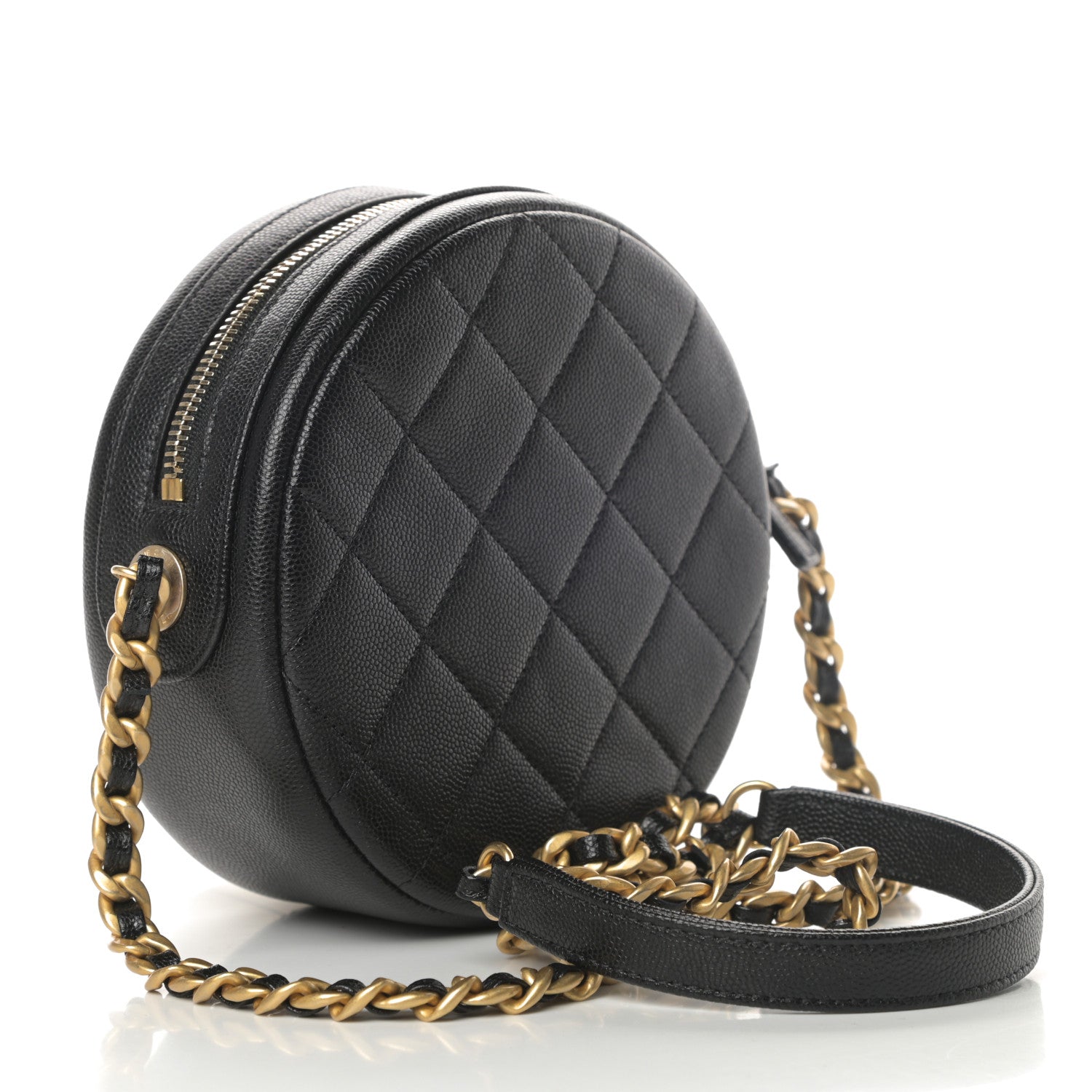 Chanel Caviar Quilted Small Round Bag With Chain Black 3 of 10
